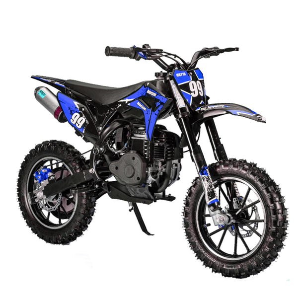 Kids Dirt Bike 49cc Gas-Powered, Off-Road Motorcycle for Ages 8+, 4-Stroke Pit Bike.40 kmph Max Speed, 10" Wheels, Pull Start, EPA Approved,Blue