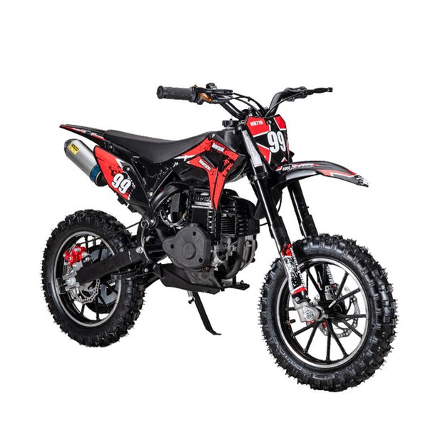 Kids Dirt Bike 49cc Gas-Powered, Off-Road Motorcycle for Ages 8+, 4-Stroke Pit Bike.40 kmph Max Speed, 10" Wheels, Pull Start, EPA Approved,red