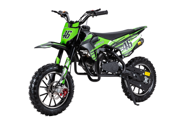 Kids Dirt Bike 49cc Gas-Powered, Off-Road Motorcycle for Ages 8+, 2-Stroke Pit Bike.40 kmph Max Speed, 10" Wheels, Pull Start  green