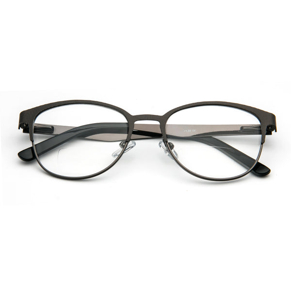 Bifocals Reading Glasses for Women Men Cat Eye Metal Frame Glasses